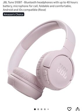 JBL Pink Wireless Over-Ear Bluetooth Headphones